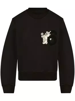 MM6 Maison Margiela хлопковая толстовка с нашивками на медведе, черный