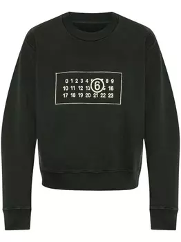 MM6 Maison Margiela хлопковая толстовка с подписью и цифрами, черный