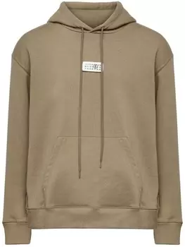 MM6 Maison Margiela худи с кулиской и аппликацией, коричневый