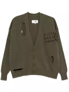 MM6 Maison Margiela кардиган с вырезами и принтом, зеленый