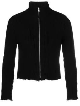 MM6 Maison Margiela кардиган в рубчик, черный