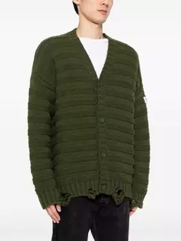 MM6 Maison Margiela кардиганы с потертым V-образным вырезом, зеленый