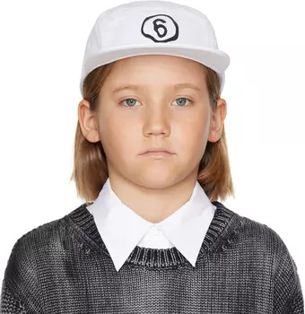 MM6 Maison Margiela Kids Белая кепка с принтом