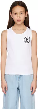 MM6 Maison Margiela Kids Белая майка с принтом