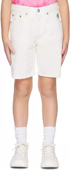 MM6 Maison Margiela Kids Белые джинсовые шорты с вышивкой