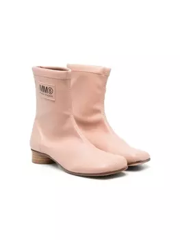 MM6 Maison Margiela Kids ботинки с нашивкой-логотипом, розовый