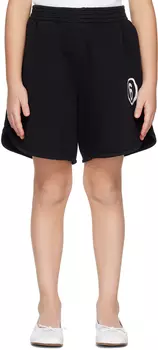 MM6 Maison Margiela Kids Черные шорты с принтом