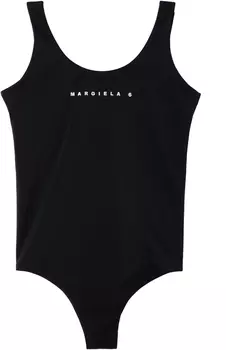 MM6 Maison Margiela Kids Черный цельный купальник с принтом