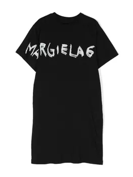 MM6 Maison Margiela Kids длинная футболка с логотипом, черный