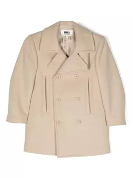 MM6 Maison Margiela Kids двубортное пальто, нейтральный цвет