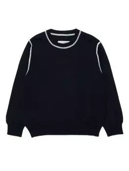 MM6 Maison Margiela Kids джемпер с круглым вырезом и контрастной строчкой, черный