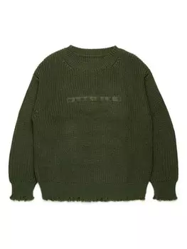 MM6 Maison Margiela Kids джемпер в рубчик с вышитым логотипом, зеленый