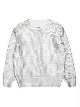 MM6 Maison Margiela Kids джемпер в рубчик с эффектом металлик, серый
