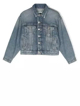 MM6 Maison Margiela Kids джинсовая куртка с логотипом на спине, синий