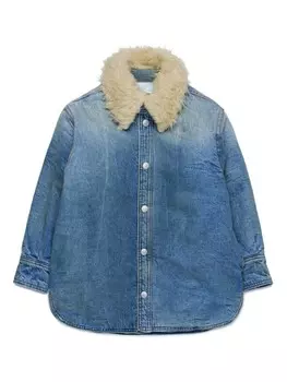 MM6 Maison Margiela Kids джинсовая куртка с воротником из искусственного меха, синий