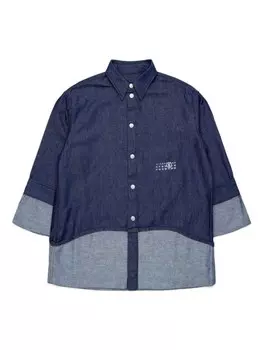 MM6 Maison Margiela Kids джинсовая рубашка с логотипом, синий