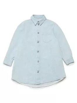 MM6 Maison Margiela Kids джинсовое платье-рубашка с прорезями, синий