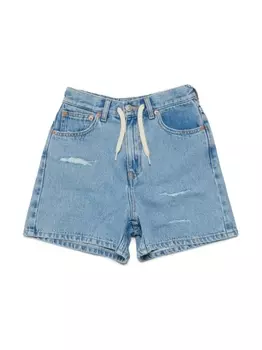 MM6 Maison Margiela Kids джинсовые шорты с эффектом потертости и логотипом, синий