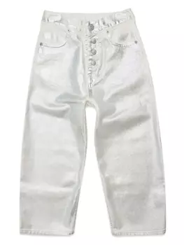 MM6 Maison Margiela Kids джинсы прямого кроя с эффектом металлик, нейтральный цвет