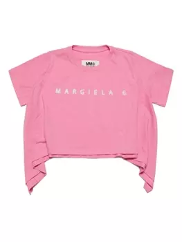 MM6 Maison Margiela Kids футболка асимметричного кроя с логотипом, розовый