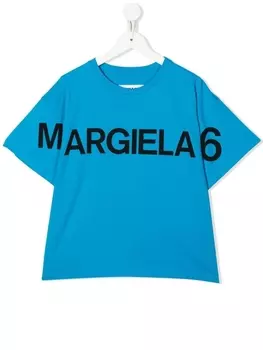 MM6 Maison Margiela Kids футболка с логотипом, синий