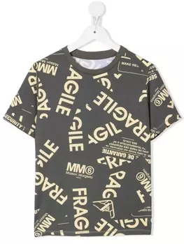 MM6 Maison Margiela Kids футболка с надписью, зеленый