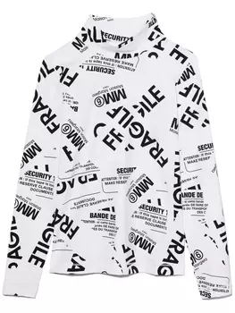 MM6 Maison Margiela Kids футболка с высоким воротником и принтом Fragile, белый