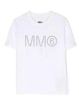 MM6 Maison Margiela Kids футболка с заклепками, белый