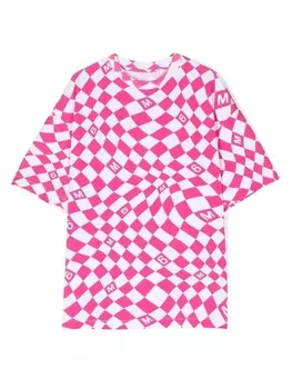 MM6 Maison Margiela Kids футболка в клетку, розовый