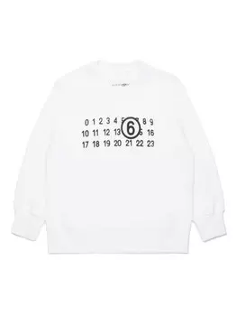 MM6 Maison Margiela Kids хлопковая толстовка с принтом цифр, белый