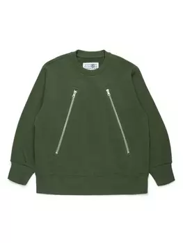 MM6 Maison Margiela Kids хлопковая толстовка с застежкой-молнией, зеленый