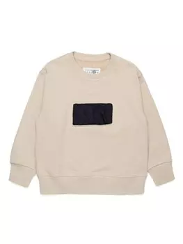 MM6 Maison Margiela Kids хлопковая толстовка с рисунком в виде цифр, нейтральный цвет