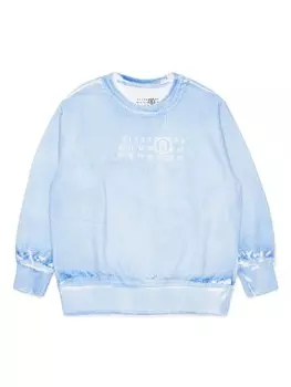 MM6 Maison Margiela Kids хлопковая толстовка с принтом цифр, синий