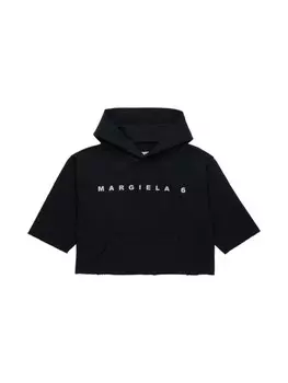 MM6 Maison Margiela Kids хлопковая толстовка с логотипом, черный