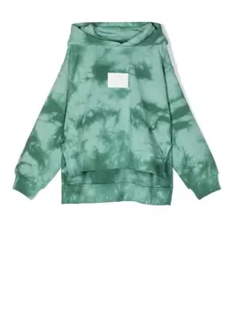 MM6 Maison Margiela Kids худи с принтом тай-дай и нашивкой-логотипом, зеленый
