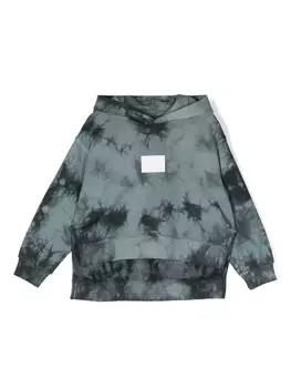 MM6 Maison Margiela Kids худи с принтом тай-дай и нашивкой-логотипом, серый