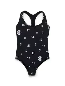 MM6 Maison Margiela Kids купальник с принтом, черный