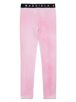 MM6 Maison Margiela Kids легинсы с логотипом и принтом тай-дай, розовый