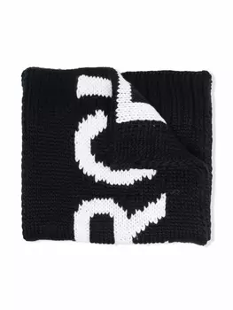 MM6 Maison Margiela Kids логотип вязаный шарф интарсия, черный