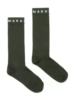 MM6 Maison Margiela Kids носки в рубчик с логотипом, зеленый