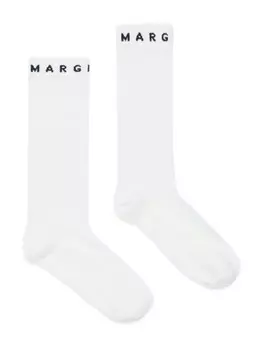 MM6 Maison Margiela Kids носки в рубчик с логотипом, белый