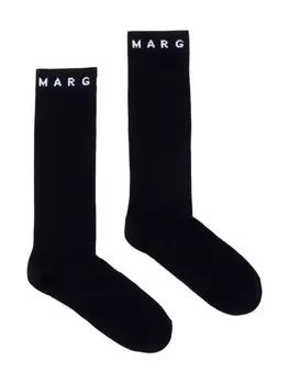 MM6 Maison Margiela Kids носки в рубчик с логотипом, черный