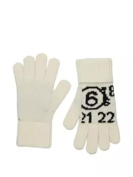 MM6 Maison Margiela Kids перчатки вязки интарсия, белый