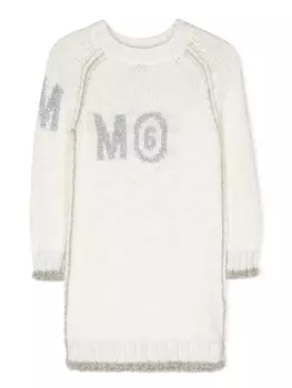 MM6 Maison Margiela Kids платье с длинными рукавами и логотипом, белый