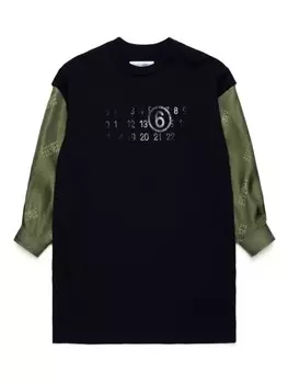 MM6 Maison Margiela Kids платье с длинными рукавами и логотипом, синий