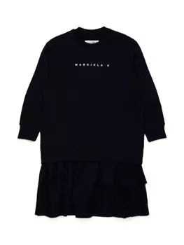 MM6 Maison Margiela Kids платье с длинными рукавами и логотипом, черный