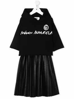 MM6 Maison Margiela Kids платье со съемным капюшоном, черный