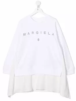 MM6 Maison Margiela Kids платье-толстовка с логотипом, белый