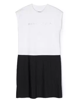 MM6 Maison Margiela Kids платье-трапеция со складками, белый