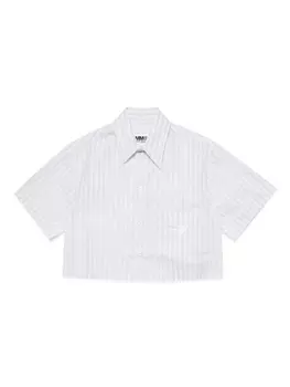 MM6 Maison Margiela Kids полосатая рубашка с логотипом, белый